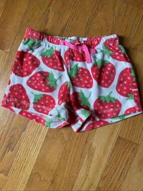 Mini Boden Strawberry Terry Shorts in Red and Pink